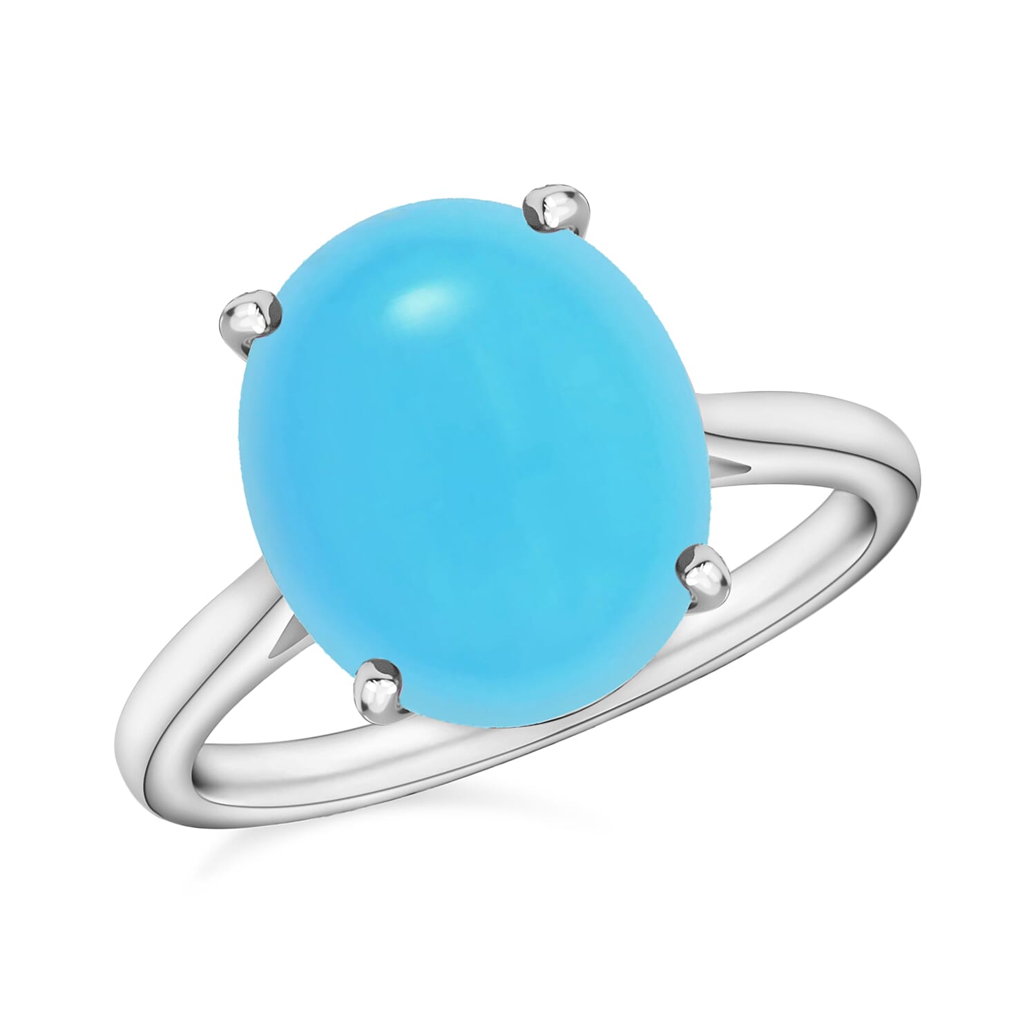 shop lc Luxoro AAA Sleeping Beauty Turquoise 2.60 ctw Solitaire Ring in 14K White Gold 4 Grams