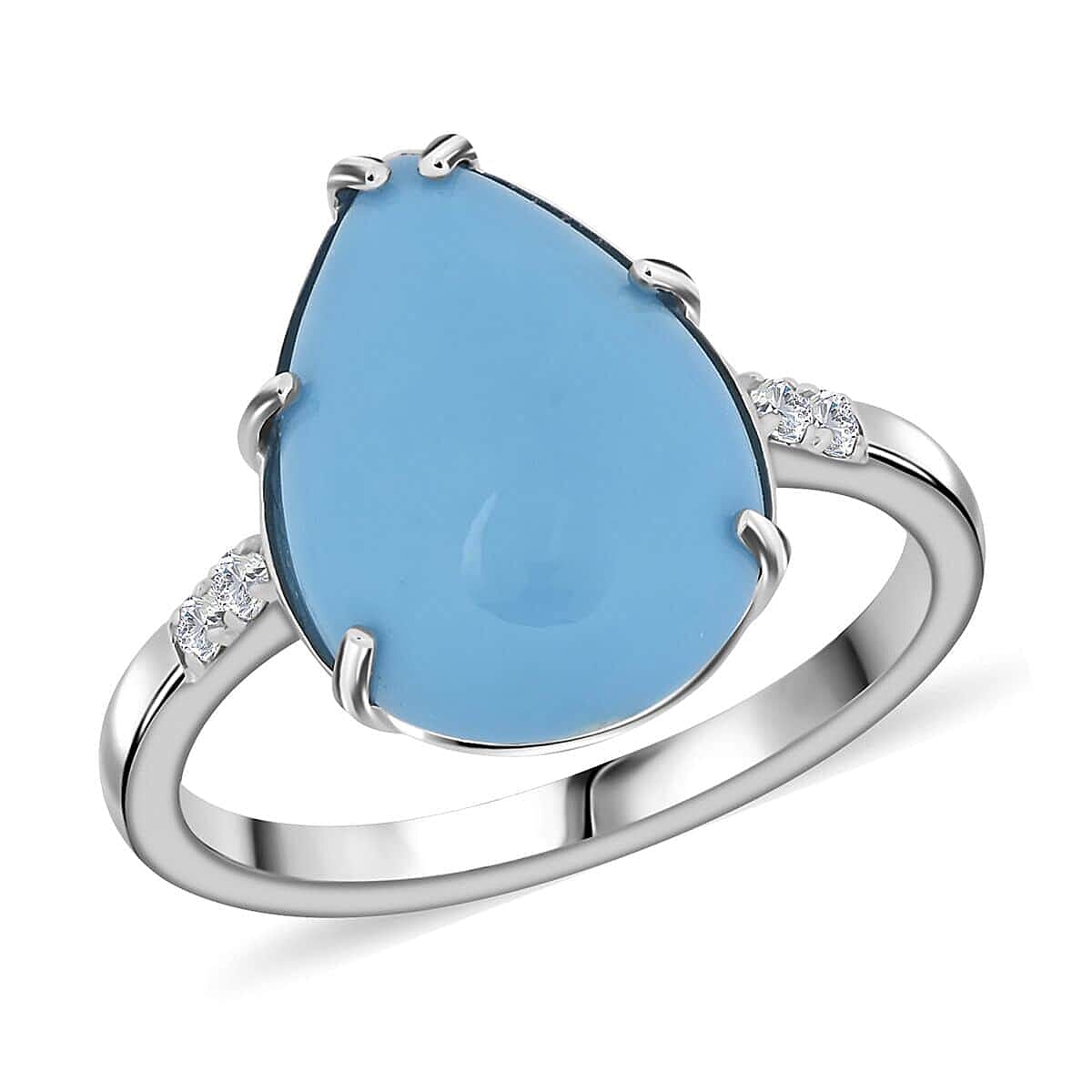 shop lc Luxoro AAA Sleeping Beauty Turquoise Diamond Ring in 10K White Gold 4.50 ctw