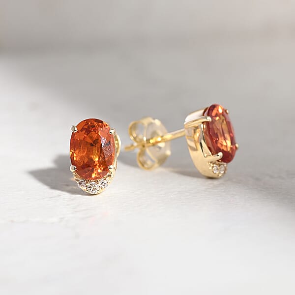 Shop Lc Luxoro AAA Songea Sapphire And I2 Diamond 2.20 Ctw Stud Earrings In 10K Yellow Gold