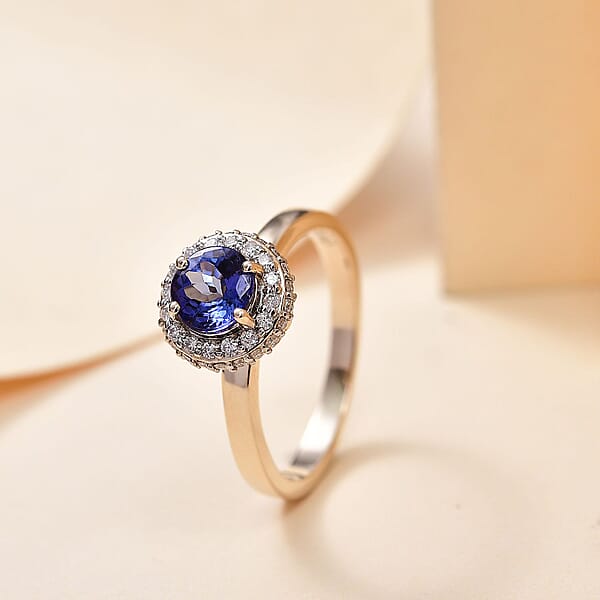 Shop Lc Luxoro AAA Tanzanite And Diamond I2 1.30 Ctw Ring In 14K Yellow Gold 4.00 Grams