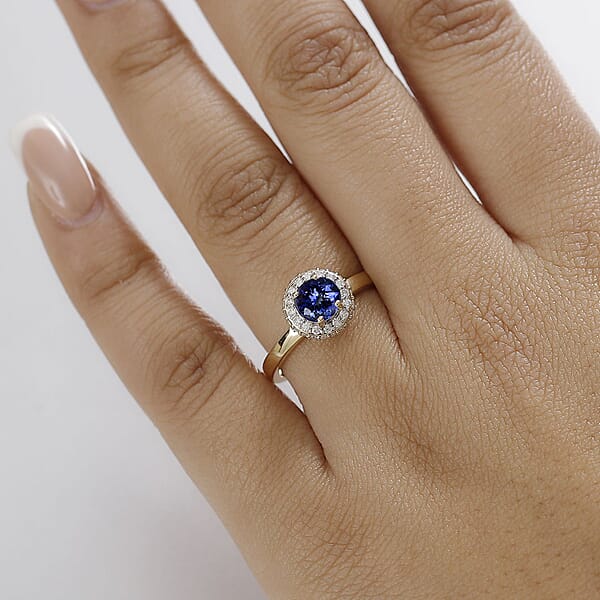 Shop Lc Luxoro AAA Tanzanite And Diamond I2 1.30 Ctw Ring In 14K Yellow Gold 4.00 Grams