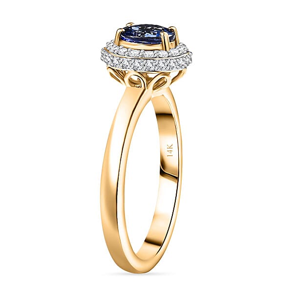 Shop Lc Luxoro AAA Tanzanite And Diamond I2 1.30 Ctw Ring In 14K Yellow Gold 4.00 Grams