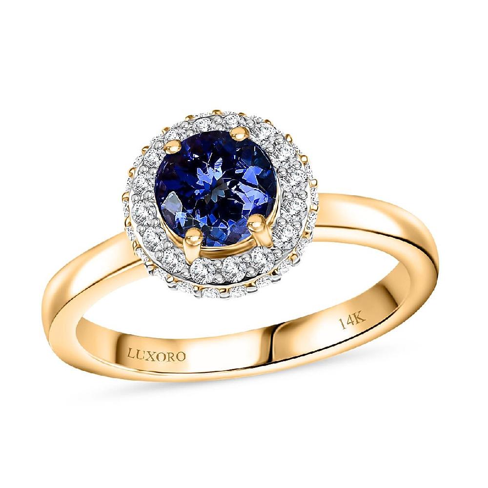 shop lc Luxoro AAA Tanzanite and Diamond I2 1.30 ctw Ring in 14K Yellow Gold 4.00 Grams