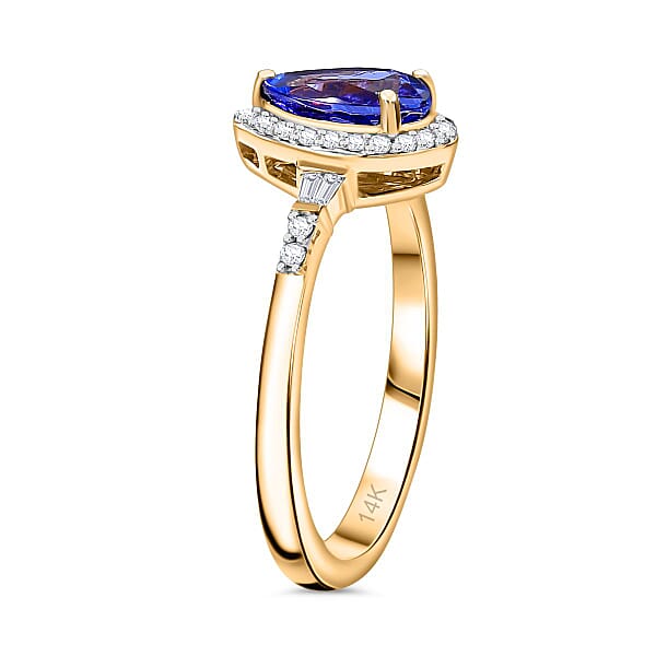 Shop Lc Luxoro AAA Tanzanite And Diamond I2 1.50 Ctw Ring In 14K Yellow Gold