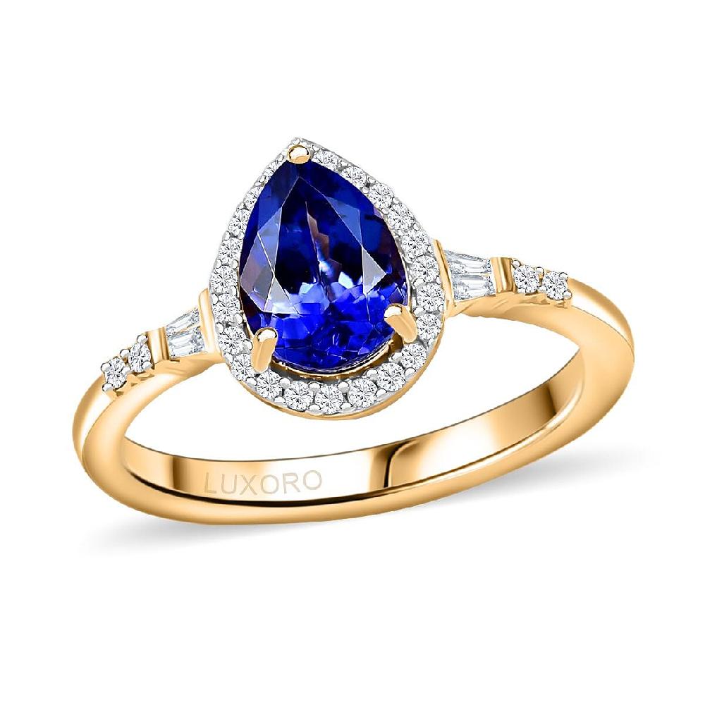 shop lc Luxoro AAA Tanzanite and Diamond I2 1.50 ctw Ring in 14K Yellow Gold