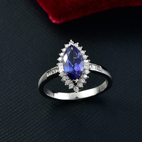 Shop Lc Luxoro AAA Tanzanite And I2 Diamond 2.00 Ctw Helix Nebula Ring In 10K White Gold
