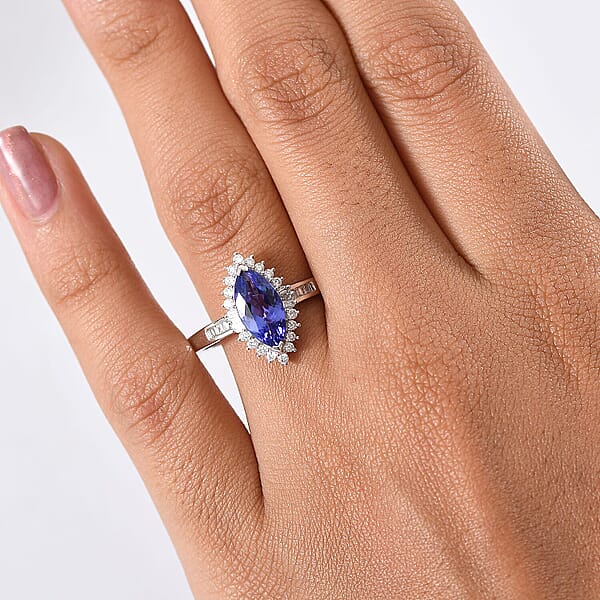 Shop Lc Luxoro AAA Tanzanite And I2 Diamond 2.00 Ctw Helix Nebula Ring In 10K White Gold