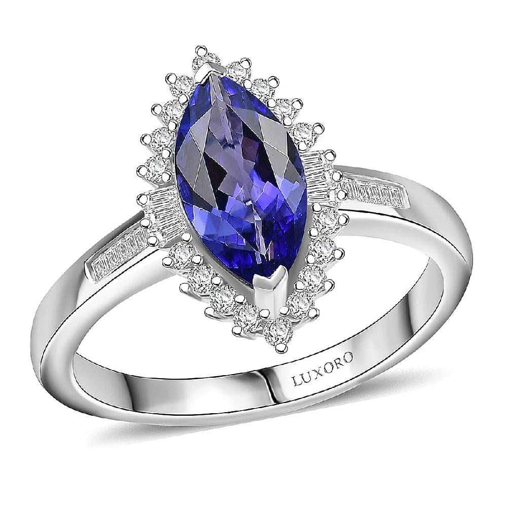 shop lc Luxoro AAA Tanzanite and I2 Diamond 2.00 ctw Helix Nebula Ring in 10K White Gold