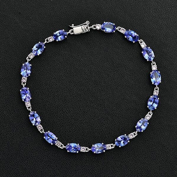 Shop Lc Luxoro AAA Tanzanite And Madagascar Pink Sapphire 7.65 Ctw Link Bracelet In 10K White Gold (6.50 In)