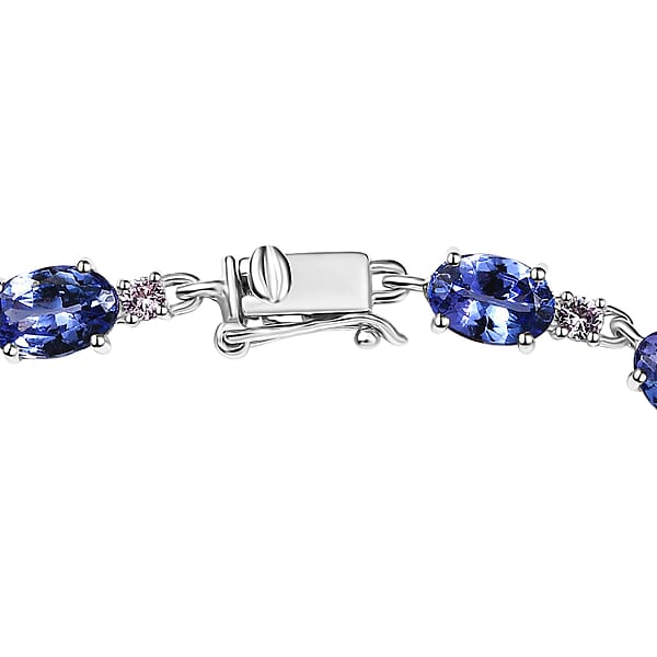 Shop Lc Luxoro AAA Tanzanite And Madagascar Pink Sapphire 7.65 Ctw Link Bracelet In 10K White Gold (6.50 In)