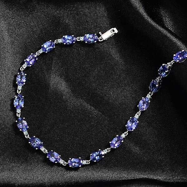 Shop Lc Luxoro AAA Tanzanite And Paraiba Tourmaline 8.85 Ctw Ocean Royale Bracelet In 10K White Gold (7.25 In)