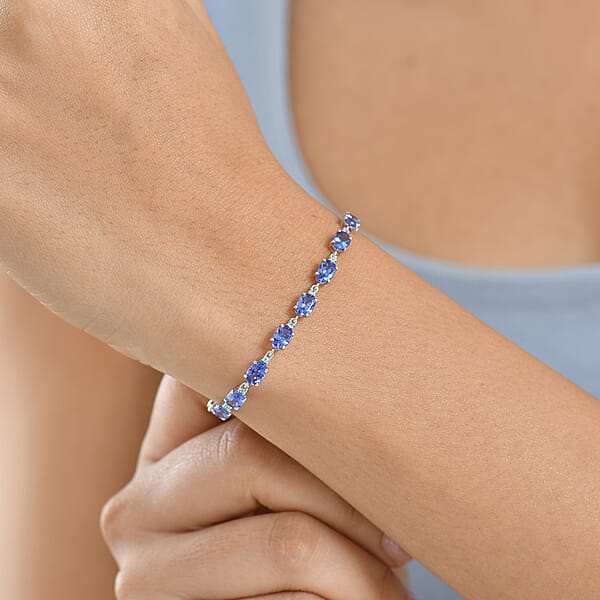 Shop Lc Luxoro AAA Tanzanite And Paraiba Tourmaline 8.85 Ctw Ocean Royale Bracelet In 10K White Gold (7.25 In)