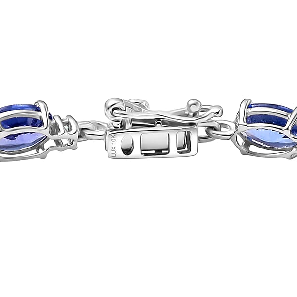 Shop Lc Luxoro AAA Tanzanite And Paraiba Tourmaline 8.85 Ctw Ocean Royale Bracelet In 10K White Gold (7.25 In)