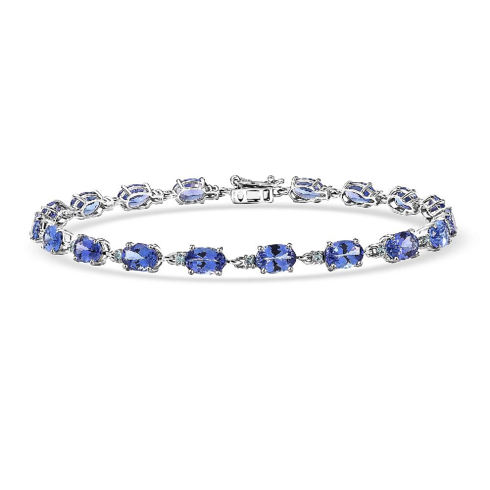 shop lc Luxoro AAA Tanzanite and Paraiba Tourmaline 8.85 ctw Ocean Royale Bracelet in 10K White Gold (7.25 In)