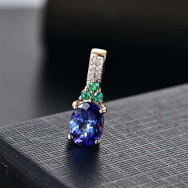 Shop Lc Luxoro AAA Tanzanite Boyaca Colombian Emerald And Diamond I2 1.80 Ctw Ring In 14K Yellow Gold