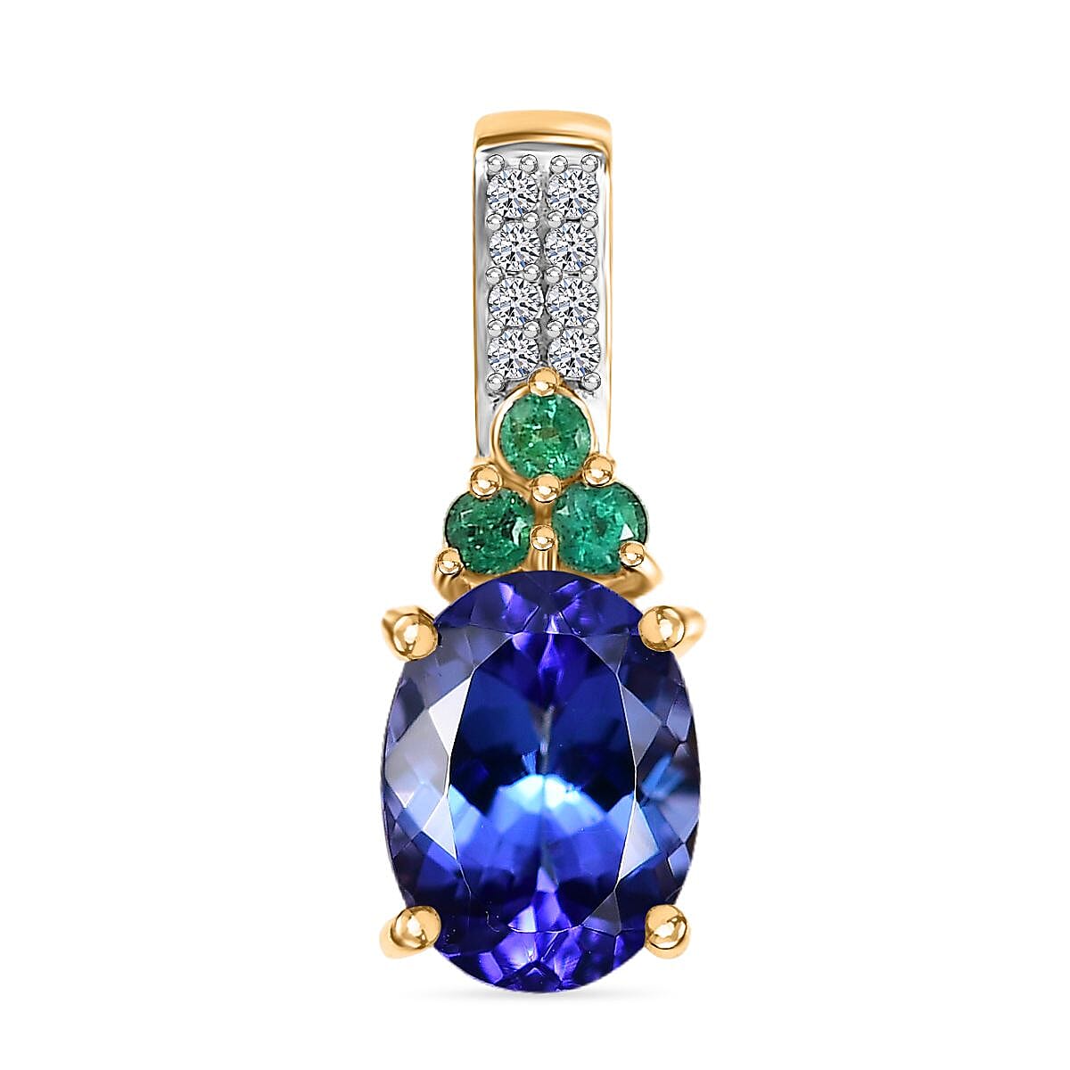 shop lc Luxoro AAA Tanzanite Boyaca Colombian Emerald and Diamond I2 1.80 ctw Ring in 14K Yellow Gold
