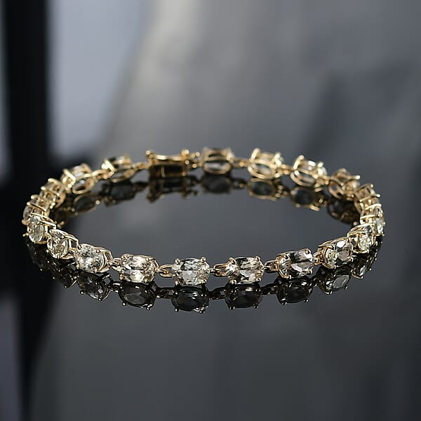 Shop Lc Luxoro AAA Turkizite 10.10 Ctw Duskstream Bracelet In 10K Yellow Gold (6.50 In)