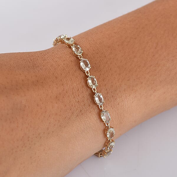 Shop Lc Luxoro AAA Turkizite 12.20 Ctw Duskstream Bracelet In 10K Yellow Gold (8.00 In)