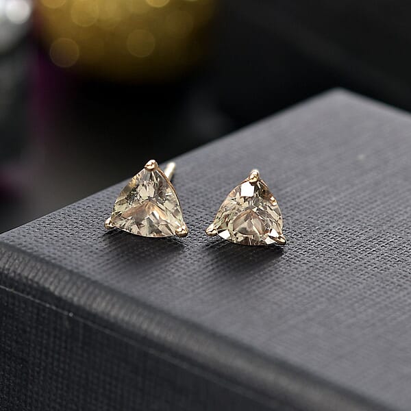 Shop Lc Luxoro AAA Turkizite 2.50 Ctw Solitaire Stud Earrings In 14K Yellow Gold