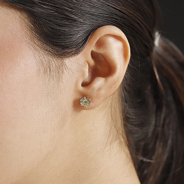 Shop Lc Luxoro AAA Turkizite 2.50 Ctw Solitaire Stud Earrings In 14K Yellow Gold