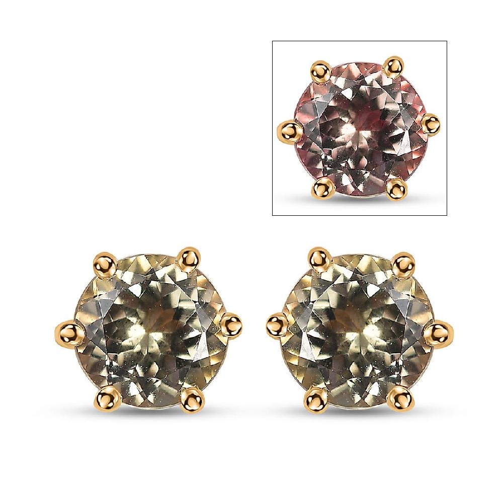 shop lc Luxoro AAA Turkizite 2.50 ctw Solitaire Stud Earrings in 14K Yellow Gold