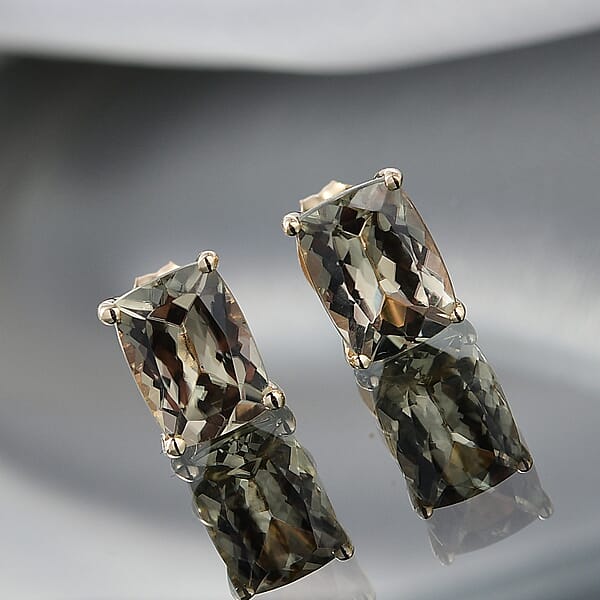 Shop Lc Luxoro AAA Turkizite 3.20 Ctw Stud Earrings In 10K Yellow Gold