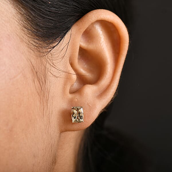 Shop Lc Luxoro AAA Turkizite 3.20 Ctw Stud Earrings In 10K Yellow Gold