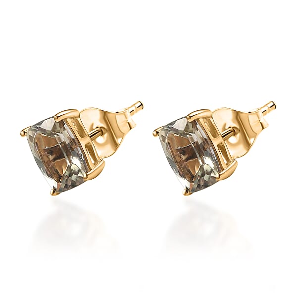 Shop Lc Luxoro AAA Turkizite 3.20 Ctw Stud Earrings In 10K Yellow Gold
