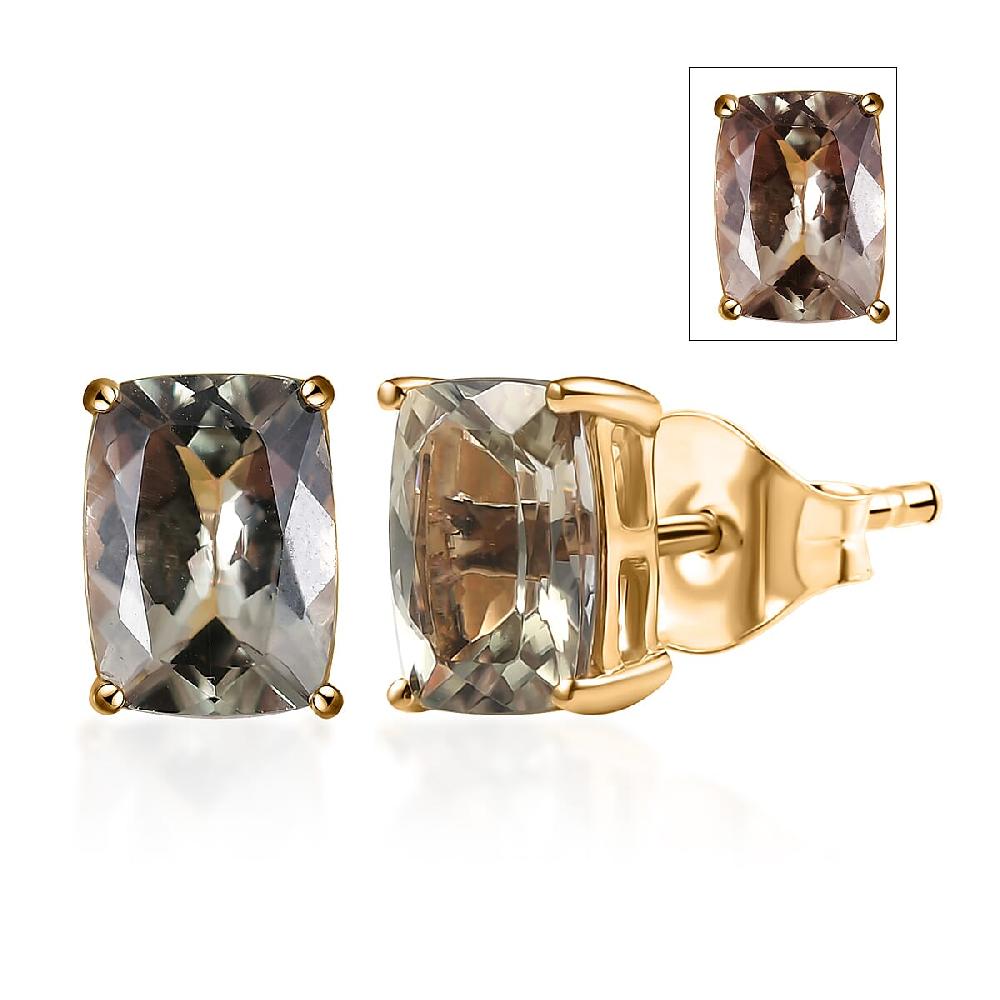 shop lc Luxoro AAA Turkizite 3.20 ctw Stud Earrings in 10K Yellow Gold