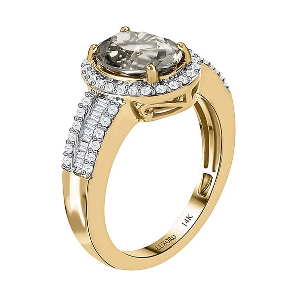Shop Lc Luxoro AAA Turkizite And Diamond 2.50 Ctw Cocktail Ring In 14K Yellow Gold