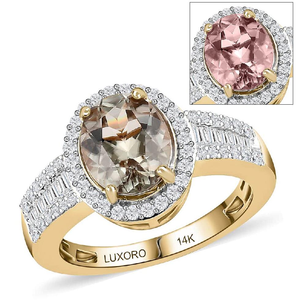 shop lc Luxoro AAA Turkizite and Diamond 2.50 ctw Cocktail Ring in 14K Yellow Gold