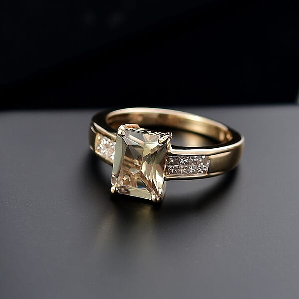 Shop Lc Luxoro AAA Turkizite And Diamond I2 2.90 Ctw Art Deco Ring In 10K Yellow Gold