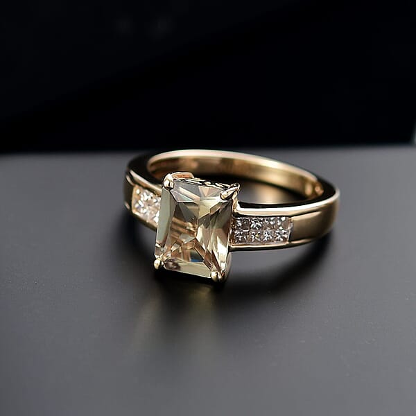 Shop Lc Luxoro AAA Turkizite And Diamond I2 2.90 Ctw Art Deco Ring In 10K Yellow Gold