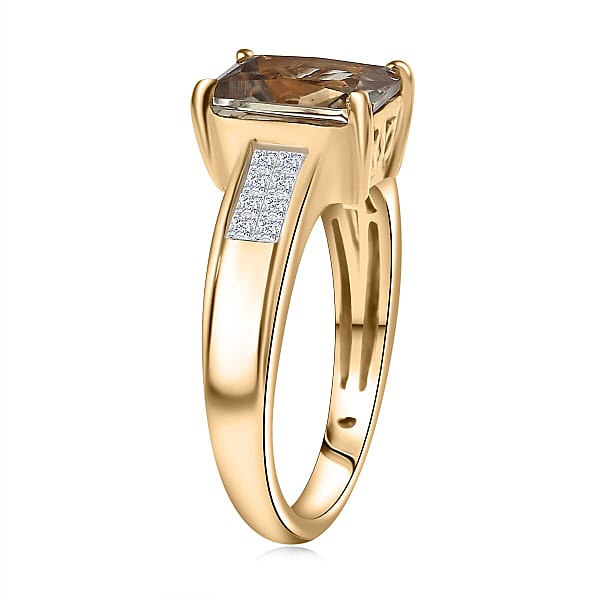 Shop Lc Luxoro AAA Turkizite And Diamond I2 2.90 Ctw Art Deco Ring In 10K Yellow Gold
