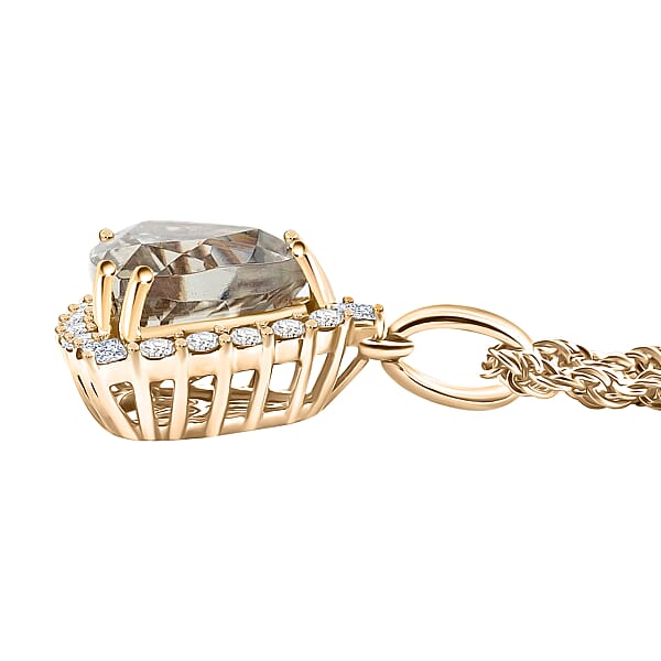 Shop Lc Luxoro AAA Turkizite And G-H I2 Diamond 3.50 Ctw Pendant Necklace 18 Inches In 10K Yellow Gold