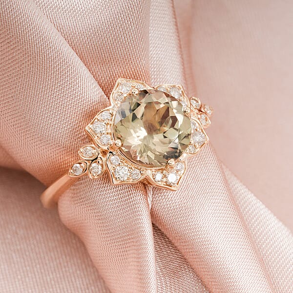 Shop Lc Luxoro AAA Turkizite And G-H I2 Diamond 3.50 Ctw Ring In 10K Yellow Gold