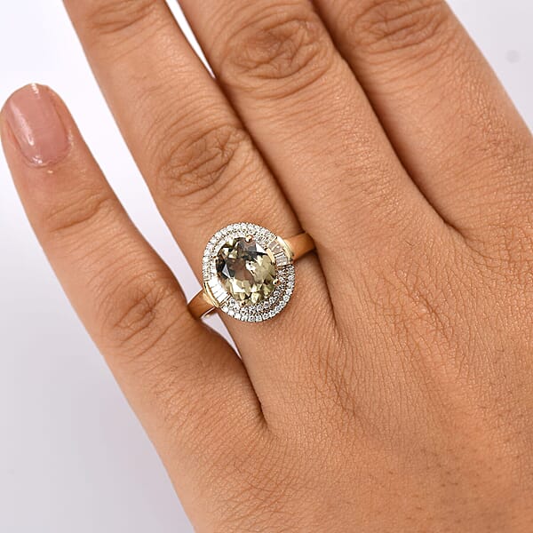 Shop Lc Luxoro AAA Turkizite And G-H I2 Diamond 3.55 Ctw Sunlit Majesty Ring In 10K Yellow Gold