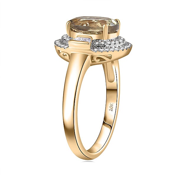 Shop Lc Luxoro AAA Turkizite And G-H I2 Diamond 3.55 Ctw Sunlit Majesty Ring In 10K Yellow Gold