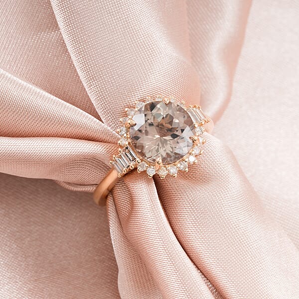 Shop Lc Luxoro AAA Turkizite And G-H I2 Diamond 3.60 Ctw Ring In 10K Yellow Gold