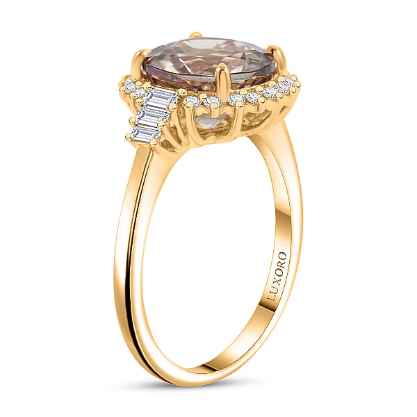 Shop Lc Luxoro AAA Turkizite And G-H I2 Diamond 3.60 Ctw Ring In 10K Yellow Gold