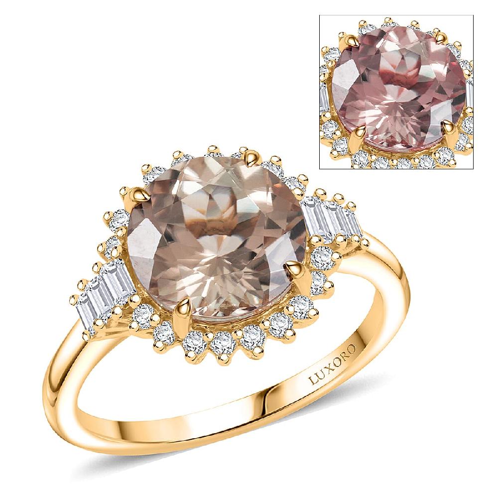 shop lc Luxoro AAA Turkizite and G-H I2 Diamond 3.60 ctw Ring in 10K Yellow Gold