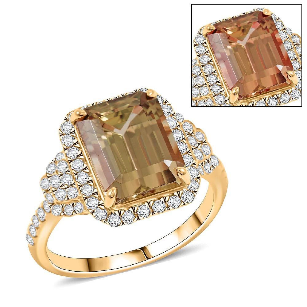 shop lc Luxoro AAA Turkizite and G-H I2 Diamond 4.50 ctw Ring in 10K Yellow Gold