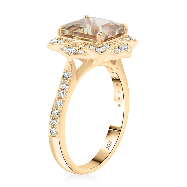 Shop Lc Luxoro AAA Turkizite And G-H I2 Diamond 4.70 Ctw Ring In 10K Yellow Gold