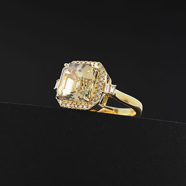 Shop Lc Luxoro AAA Turkizite And G-H I2 Diamond 5.96 Ctw Ring In 14K Yellow Gold (Del. In 10-15 Days)