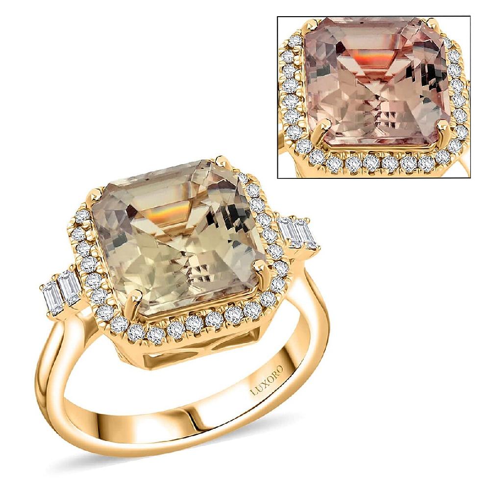 shop lc Luxoro AAA Turkizite and G-H I2 Diamond 5.96 ctw Ring in 14K Yellow Gold (Del. In 10-15 Days)