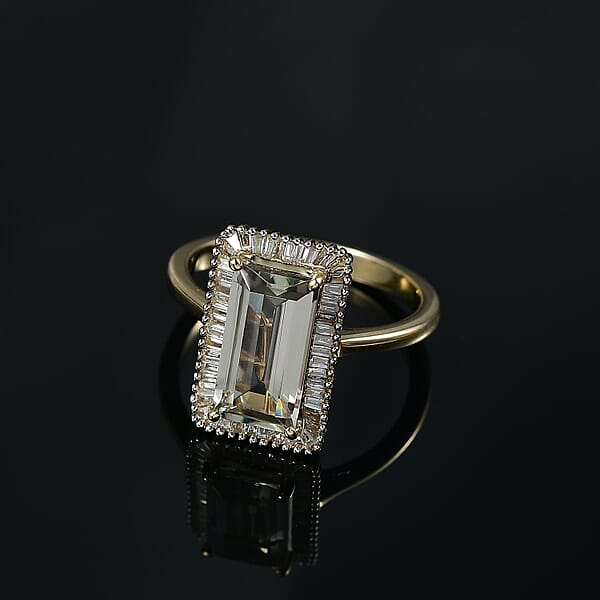 Shop Lc Luxoro AAA Turkizite And I1 Diamond 3.50 Ctw Twilight Flare Ring In 10K Yellow Gold