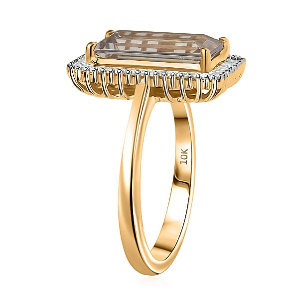 Shop Lc Luxoro AAA Turkizite And I1 Diamond 3.50 Ctw Twilight Flare Ring In 10K Yellow Gold