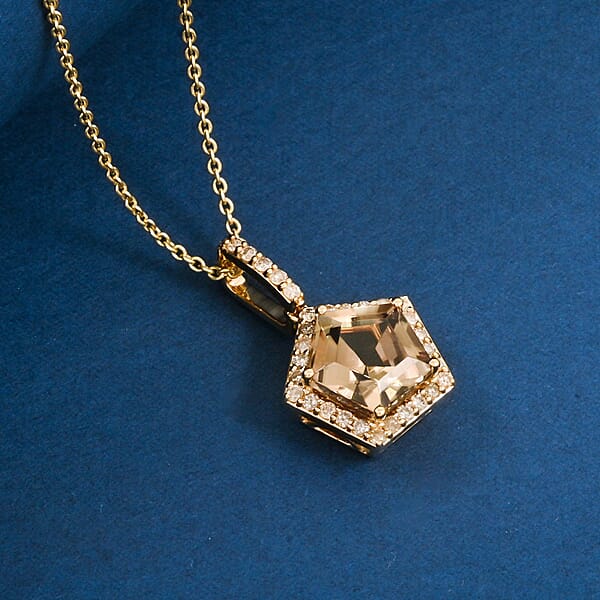 Shop Lc Luxoro AAA Turkizite And White Diamond I2 3.35 Ctw Pendant Without Chain In 14K Yellow Gold
