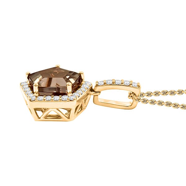 Shop Lc Luxoro AAA Turkizite And White Diamond I2 3.35 Ctw Pendant Without Chain In 14K Yellow Gold