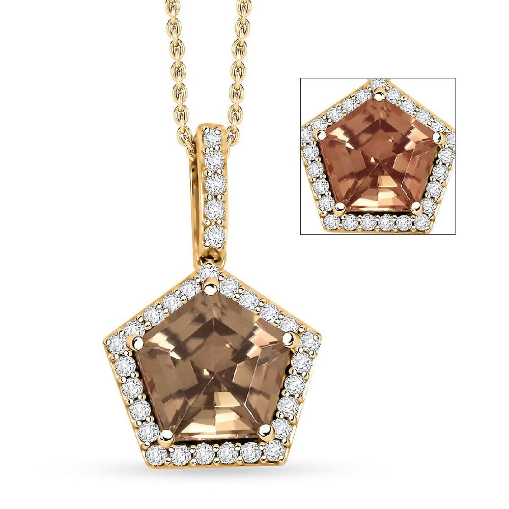 shop lc Luxoro AAA Turkizite and White Diamond I2 3.35 ctw Pendant without Chain in 14K Yellow Gold